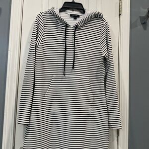 Karen Kane Womens Black and White Striped Hoodie Dress  Size Large